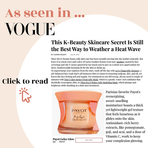 Vogue article on Payot Gelee Glow moisturizer