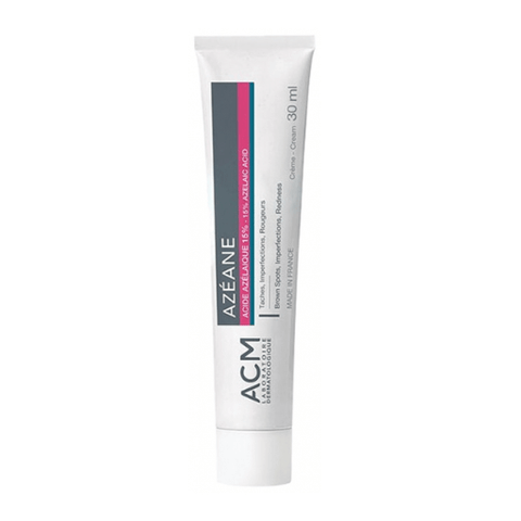 Tube of Azéane ACM cream on a white background