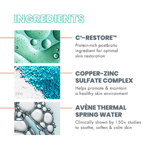 infographic showing Avene cicalfate ingredients ant their action