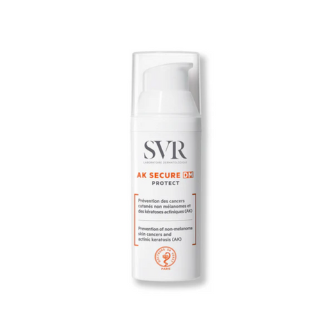 French pharmacy brand SVR spf 50 for skin prone to melanoma. European sunscreen formula