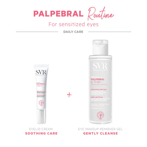 French pharmacy brand SVR eye products for eczema or ultrasensitive eye contour. Cleanser and cream