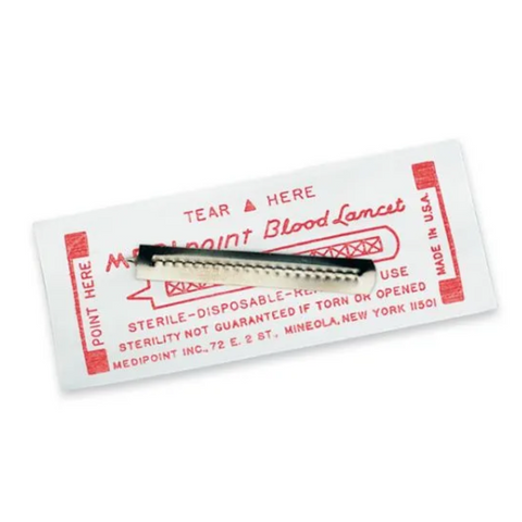 Sterile disposable blood lancet