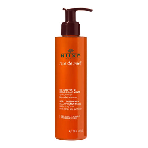 Orange Nuxe face cleansing gel bottle.