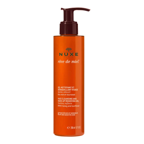 Orange Nuxe face cleansing gel bottle.