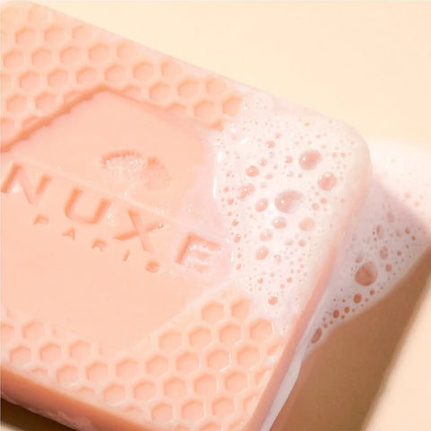 Pink soap with foam.