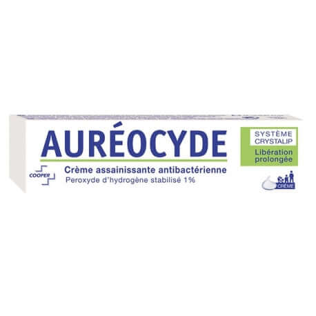 French pharmacy Aureocyde Oxygen peroxyde 1% cream