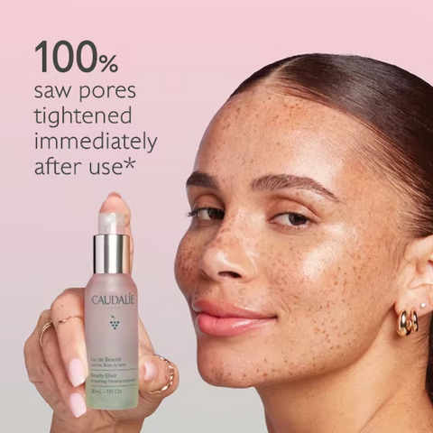 Caudalie beauty elixir pore tightening infographic