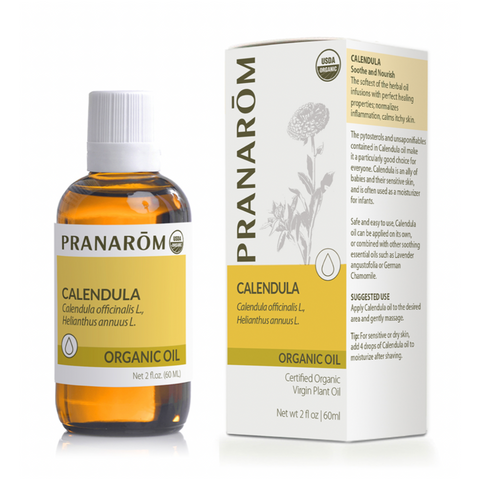 Pranarom Calendula Organic Oil - 2 fl oz bottle and box