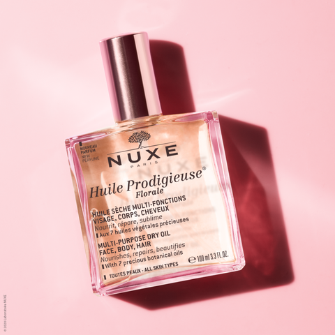 Large bottle of Nuxe huile prodigieuse florale available at lefrenchskincare