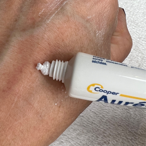 Aureacyde cream applied on hand
