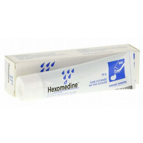 tube of hexomedine gel pimple spot treatment when skin is sensitive at lefrenchskincare