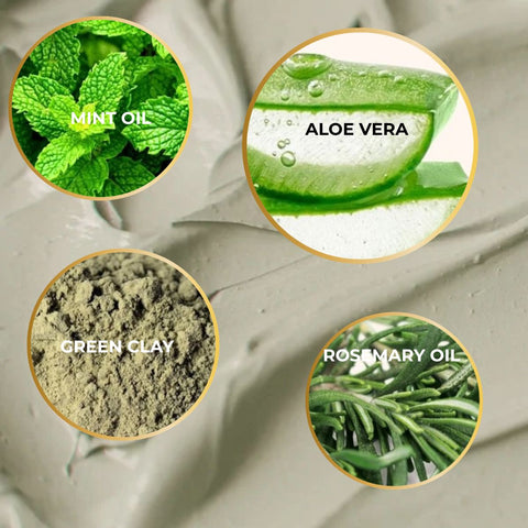 Cattier Green clay mask contains green clay, rosemary oil, mint and Aloe