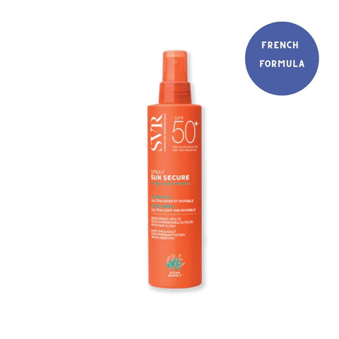 Orange spray bottle of SVR sunsecure body milk