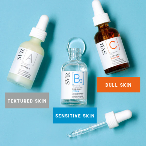 SVR A serum for textured skin, B3 for sensitive skin C for pigment