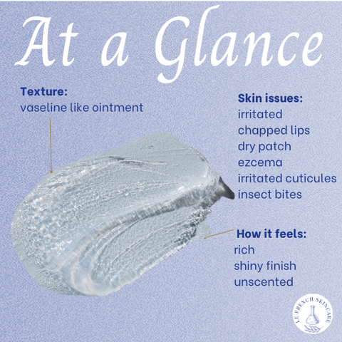 infographic homeoplasmine texture, skin type, scent 