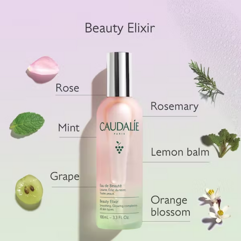Caudalie beauty elixir ingredients infographic 