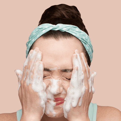 Thalion face cleanser applied on face